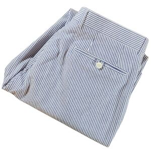 NEW Alan Flusser Men's 34x30 Blue White Striped Seersucker Cotton Chino Pants